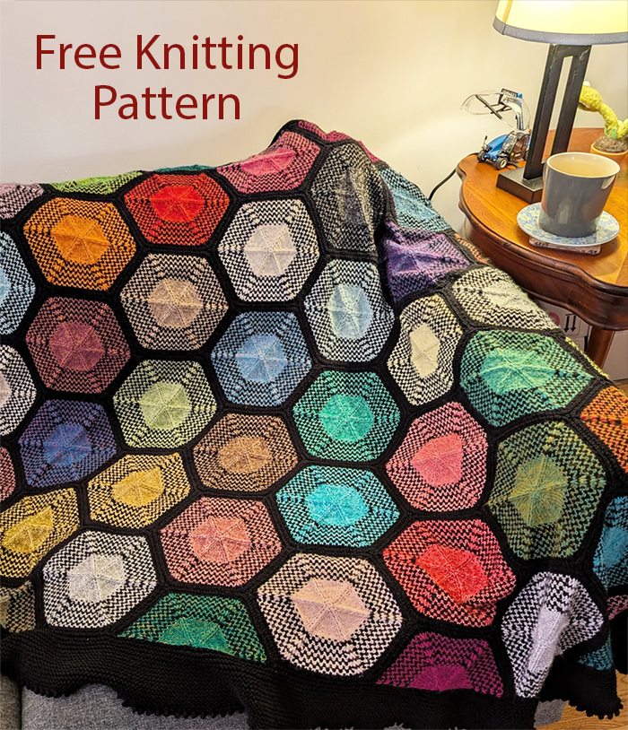 Free Hextangle Blanket Hexagon Throw Knitting Pattern