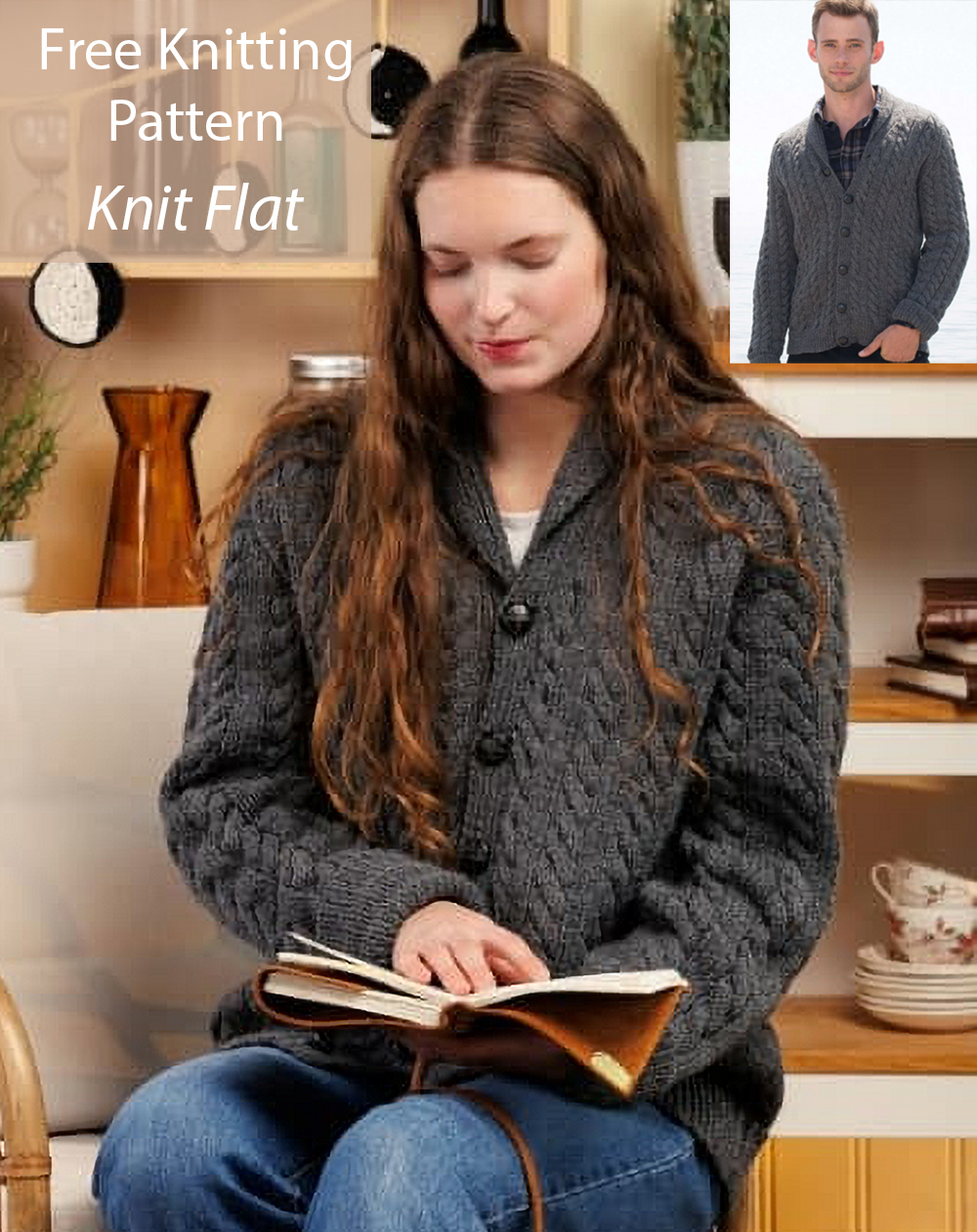 Free Shawl Collar Cardigan Knitting Pattern for Men and Women