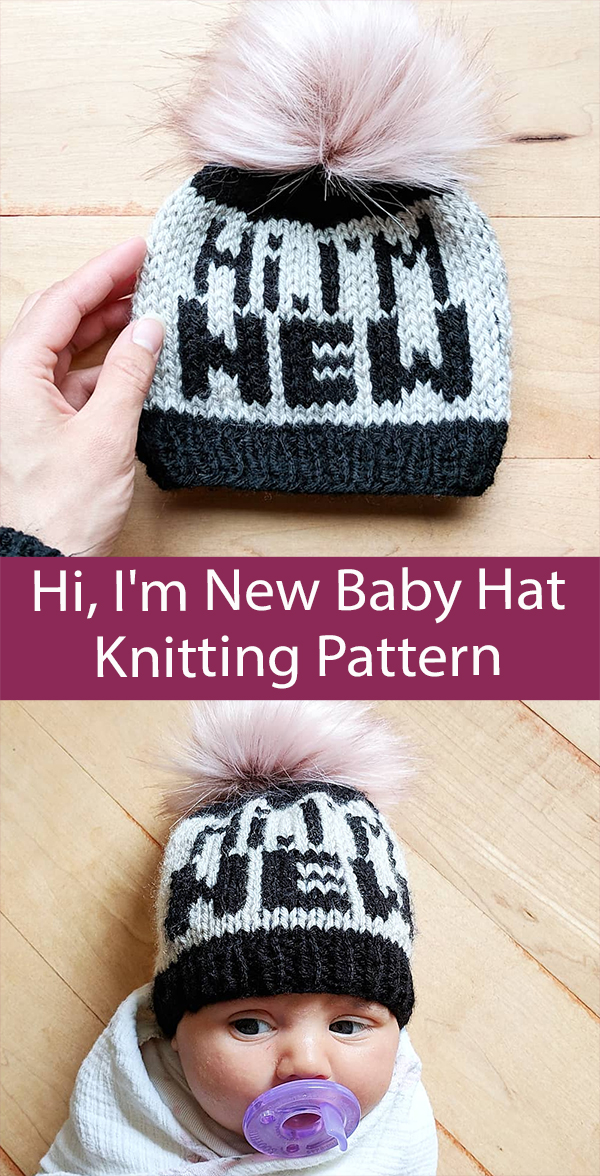 Hi I'm New Baby Hat Knitting Pattern Baby Beanie