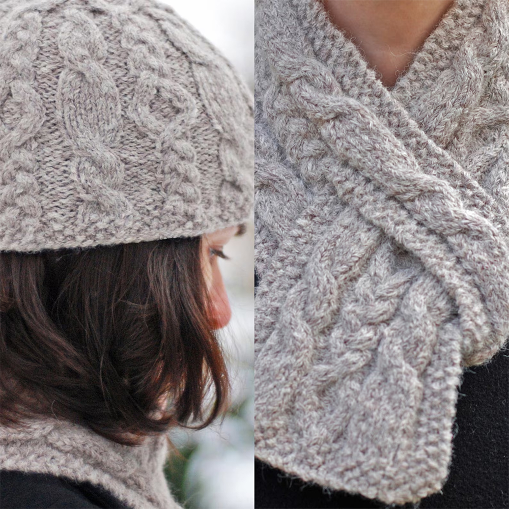 Hiawatha Cable Hat and Pull-Through Scarf Knitting Pattern