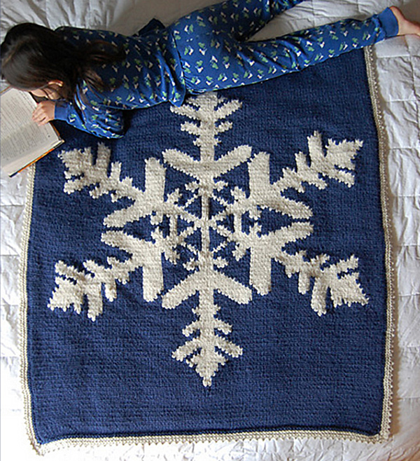 Free Snowflake Blanket Knitting Pattern Hibernate Afghan Bedspread