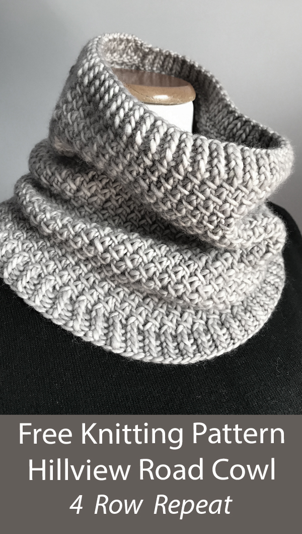 Free Cowl Knitting Pattern 4 Row Hillview Road Cowl