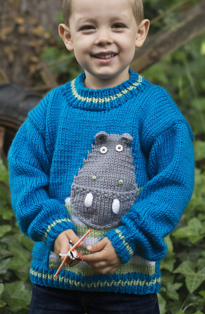 Free Knitting Pattern for Hip Hippo-Ray! Pullover