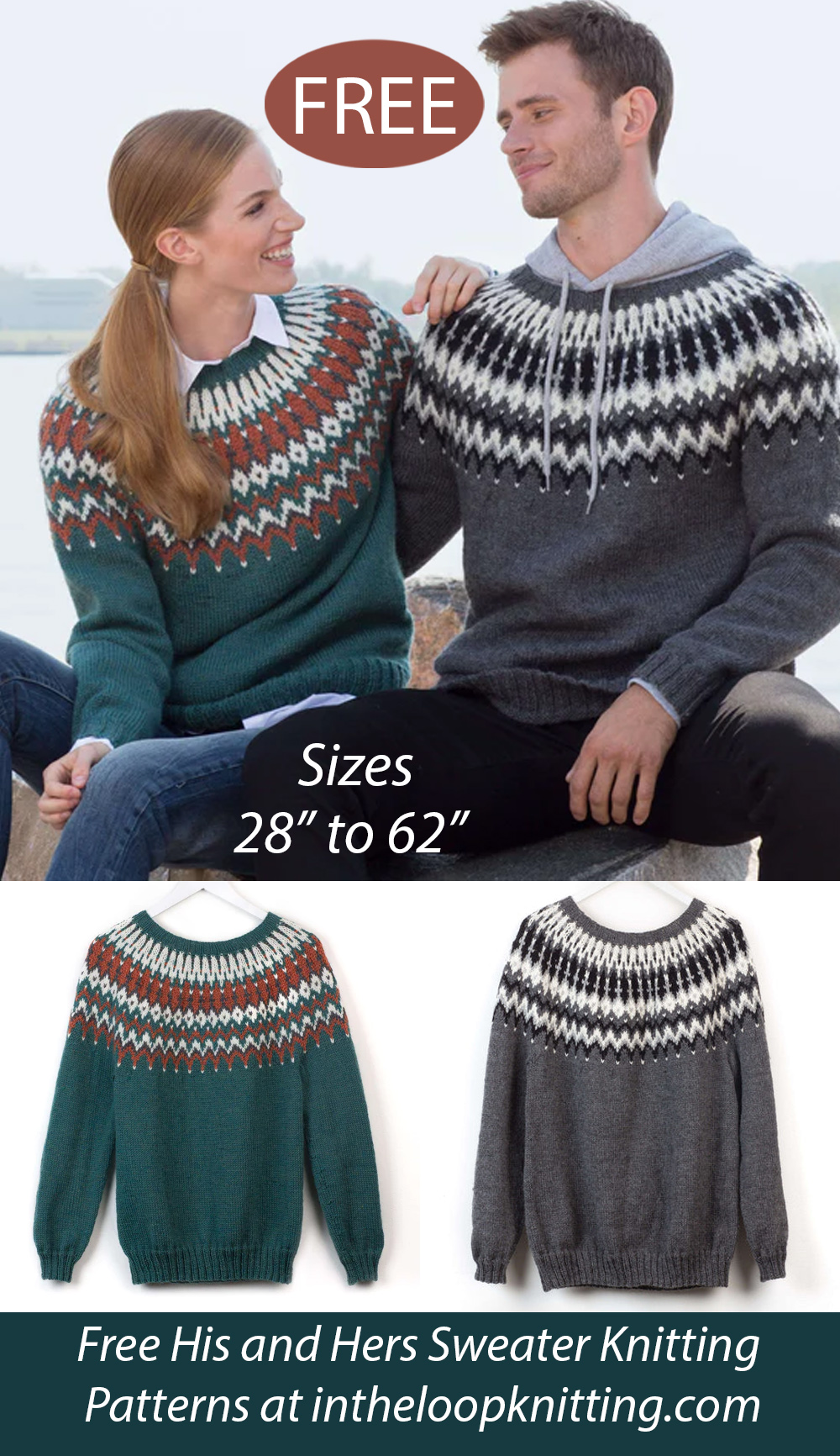 Free His And Hers Yoke Sweaters Knitting Pattern for Men and Women