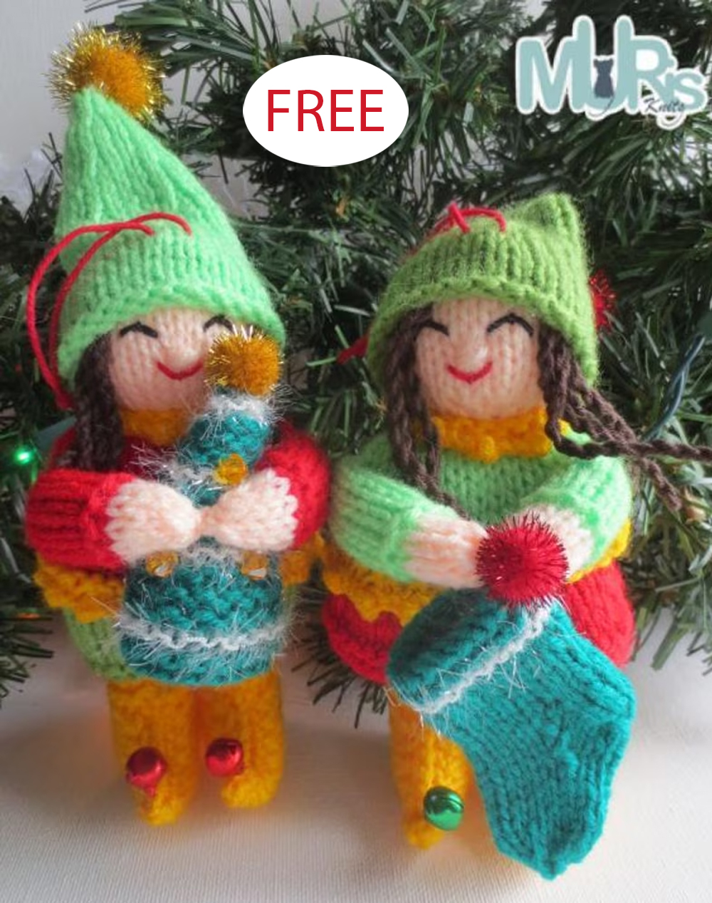Free Holiday Helper Elves Hanging Ornament knitting patterns