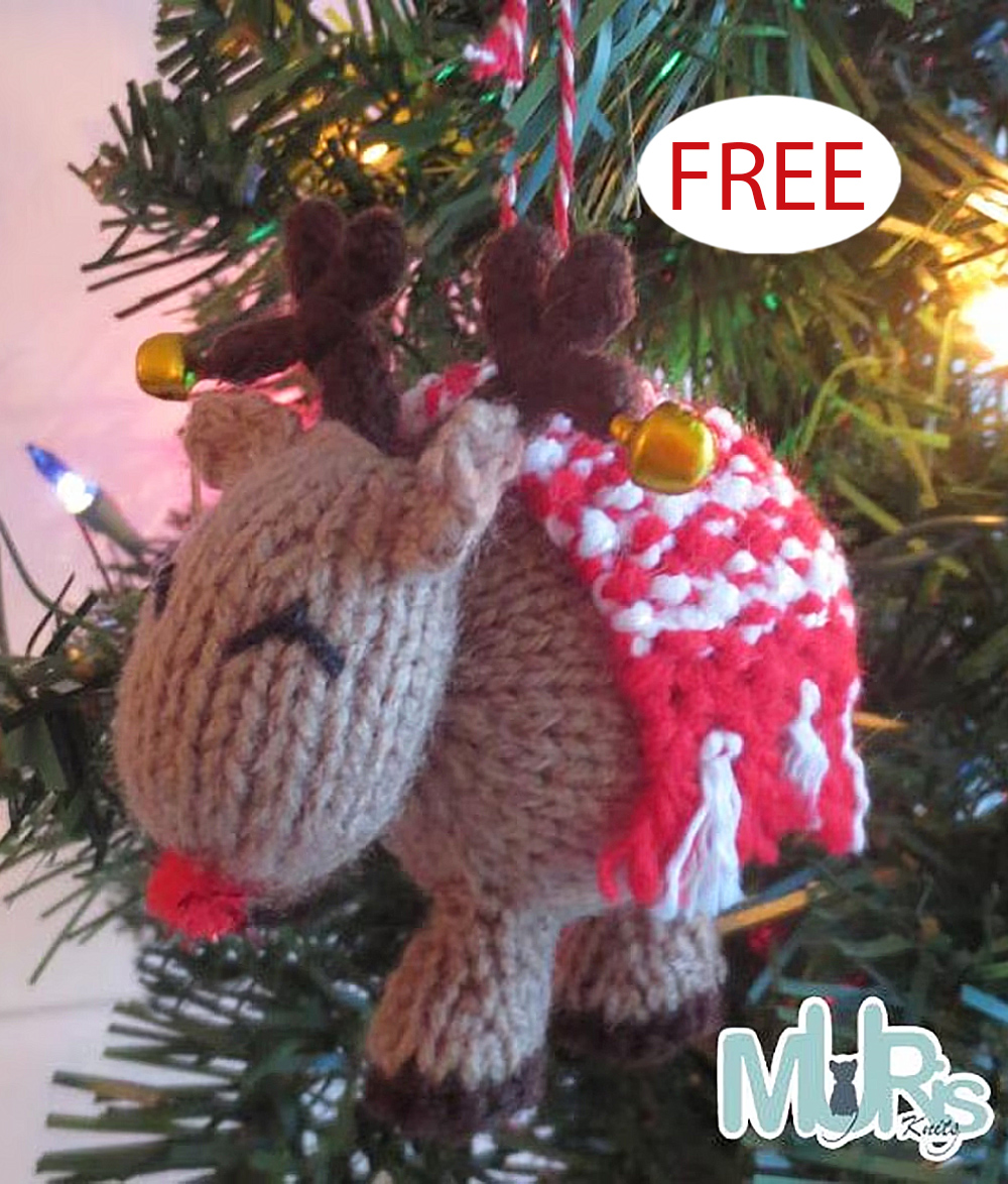 Free Holiday Reindeer Ornament knitting patterns