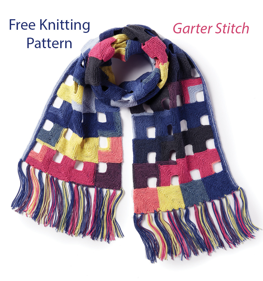 Free Hollow Miters Knit Scarf Knitting Pattern