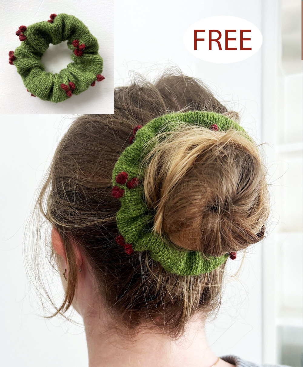 Holly Berries Scrunchie Knitting Pattern