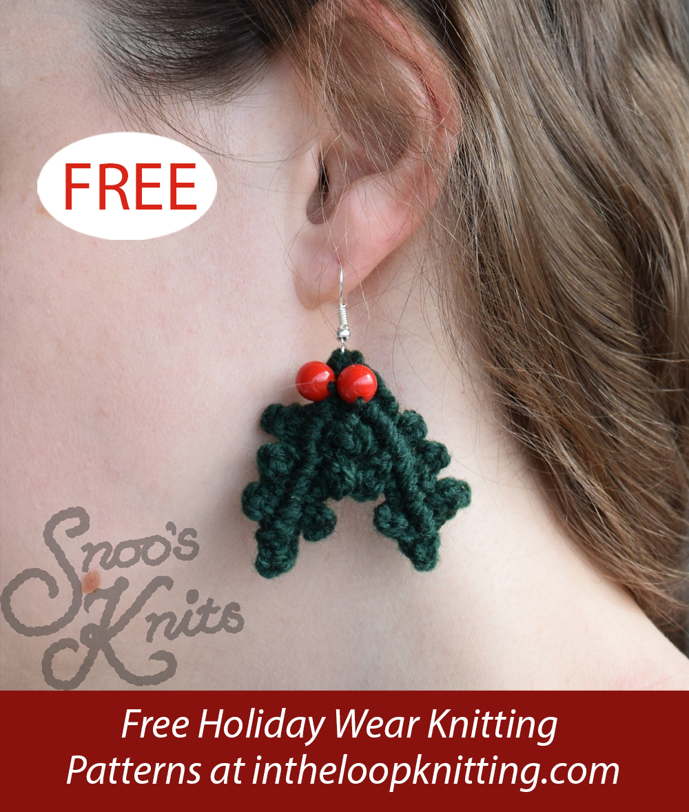 Free Christmas Holly Earrings Knitting Pattern