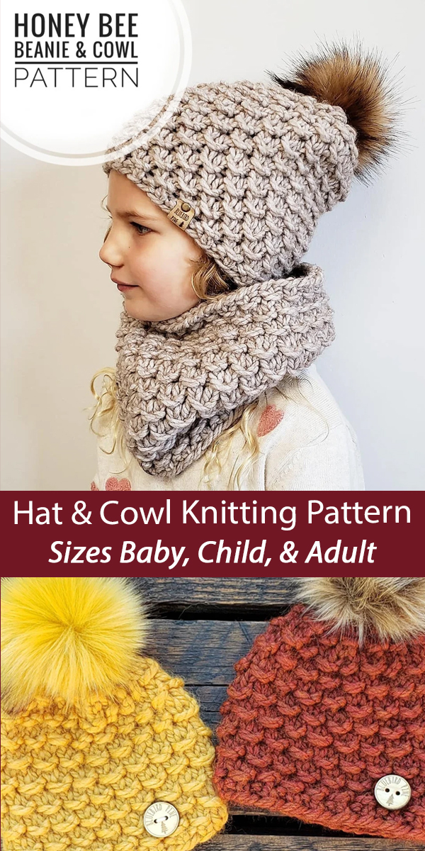Honey Bee Hat Cowl Knitting Pattern