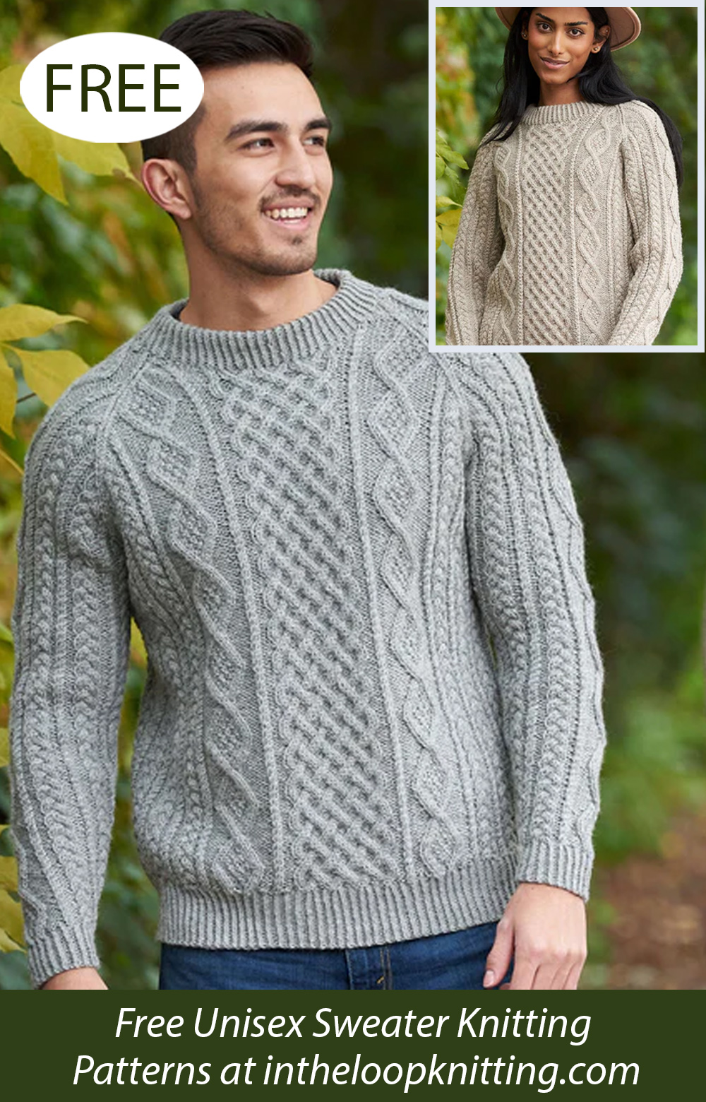 Free Honeycomb Aran Sweater Knitting Pattern for Men and Women