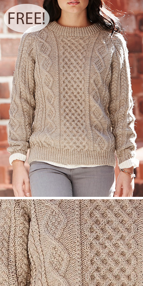 Free Knitting Pattern for Honeycomb Aran Sweater
