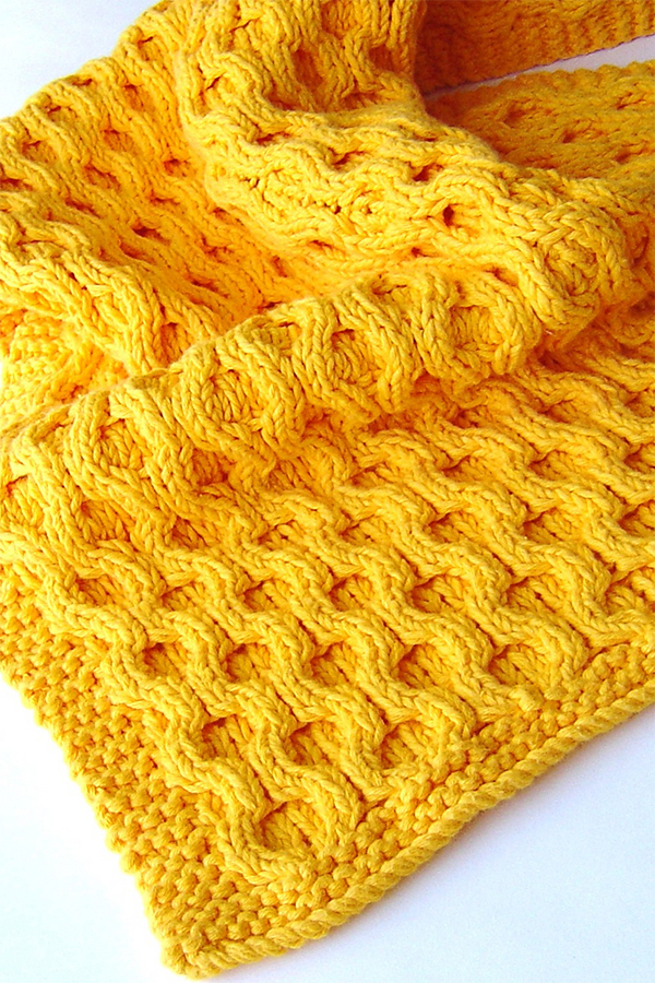 Knitting Pattern for Easy Honeycomb Baby Blanket