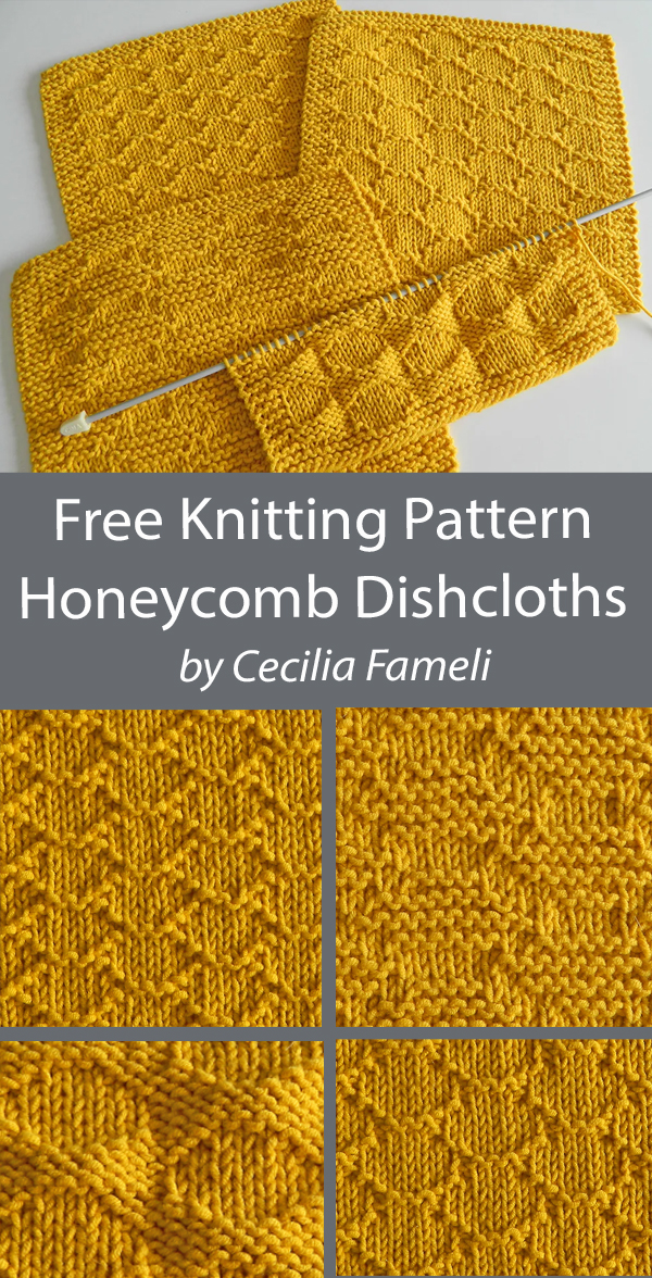 Free Honeycomb Dishcloths or Afghan Block Knitting Patterns Basket, Wicker, Boxes and Lines 