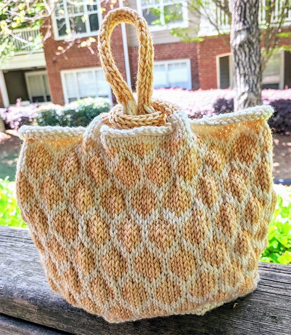 Free Knitting Pattern for Honeycomb Hive Project Bag