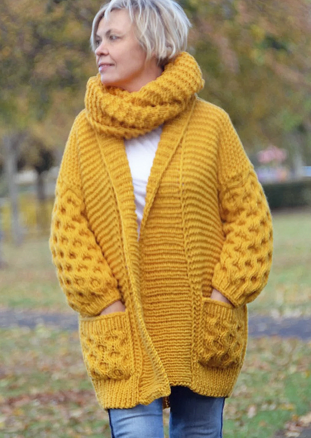 Honeycomb Sleeve Cardigan Knitting Pattern