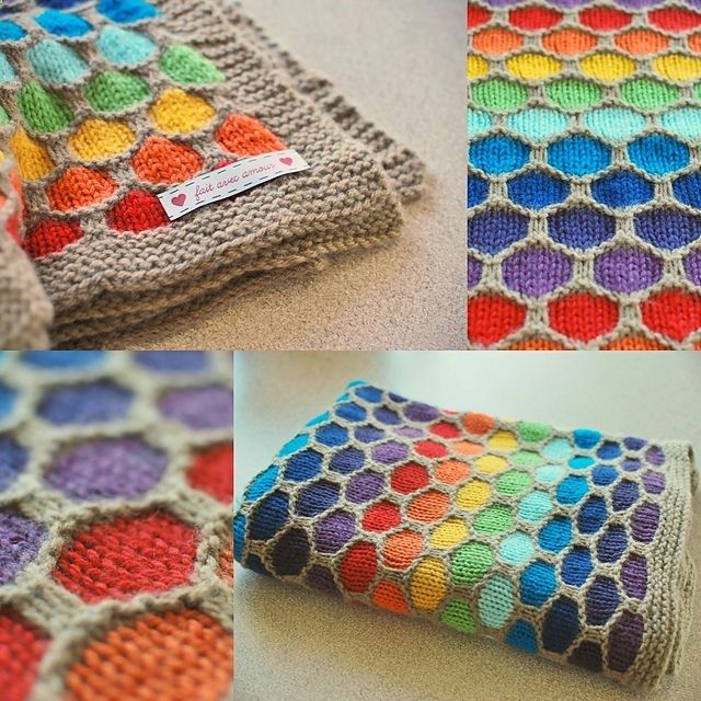 Honeycomb baby blanket free knitting pattern