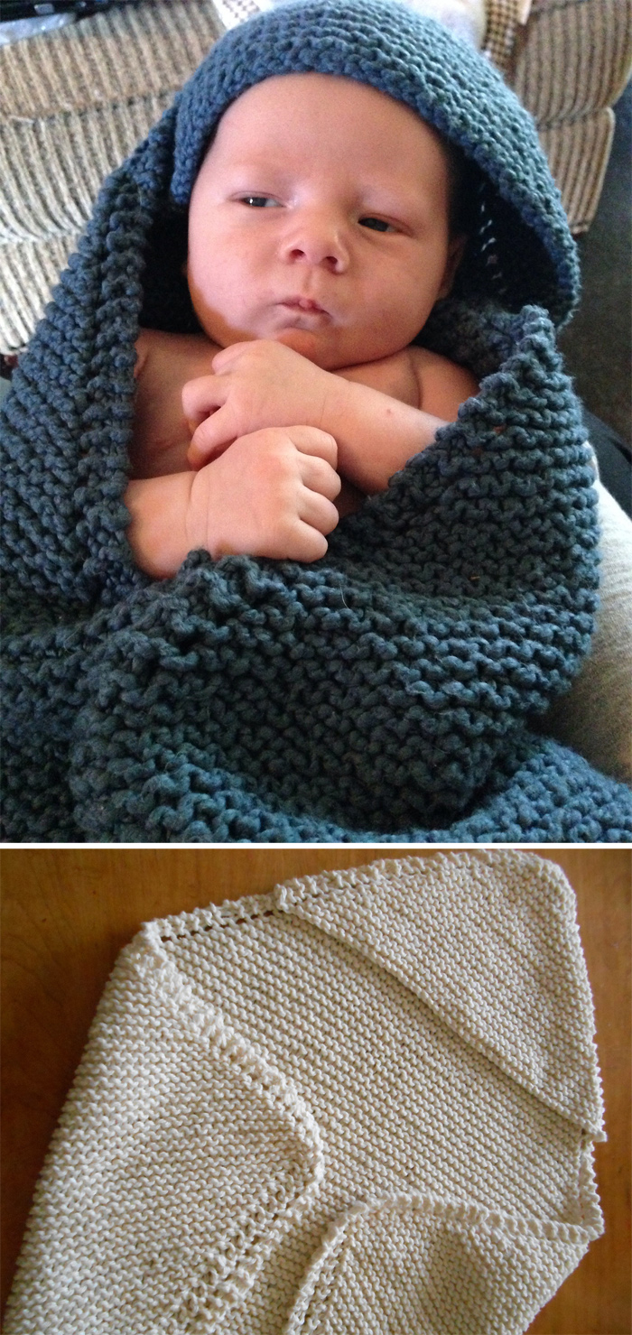 Knitting Pattern for Easy Hooded Baby Blanket
