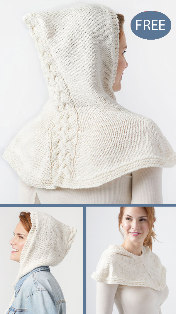 Free Knitting Pattern for Hooded Cabled Cowl