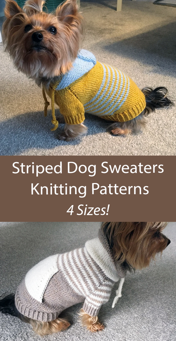 Striped Dog Sweaters Knitting Patterns Dog Coat 7 Sizes