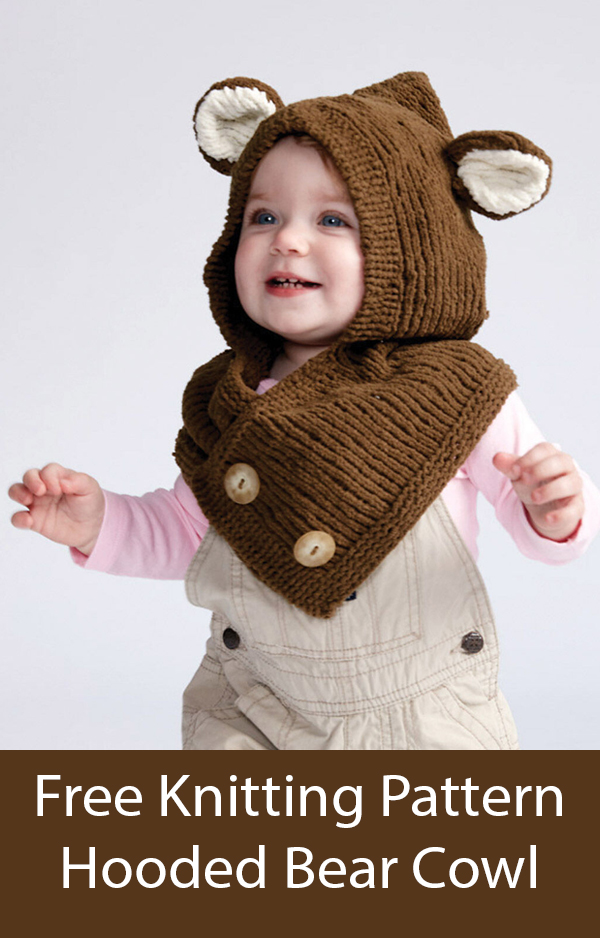 Hooded Baby Bear Cowl Free Knitting Pattern