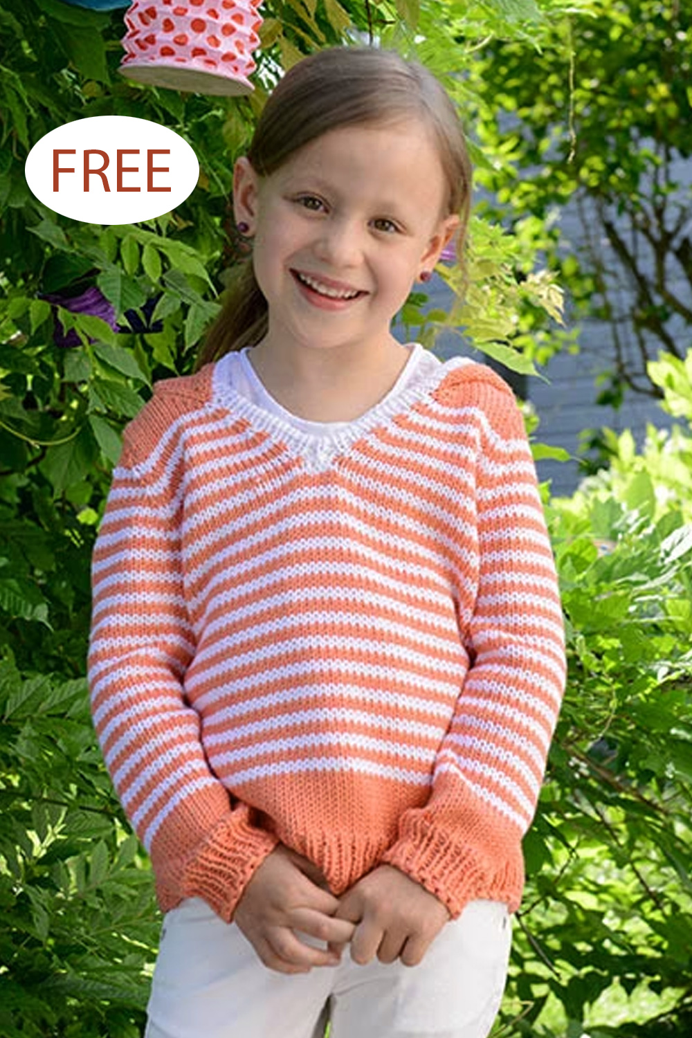 Free Knitting Pattern Hooded Pullover with Stripes S8913B