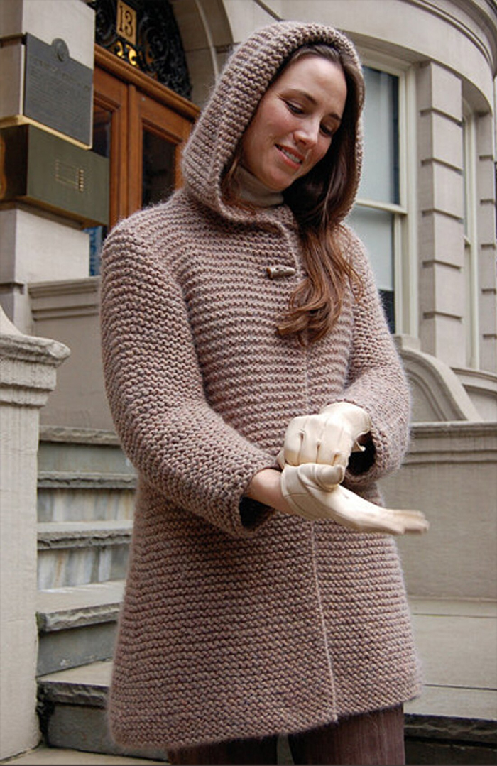 Hooded Swing Jacket Knitting Pattern