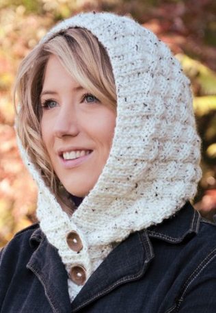 Free Knitting Pattern for Hooded Tweed Collar