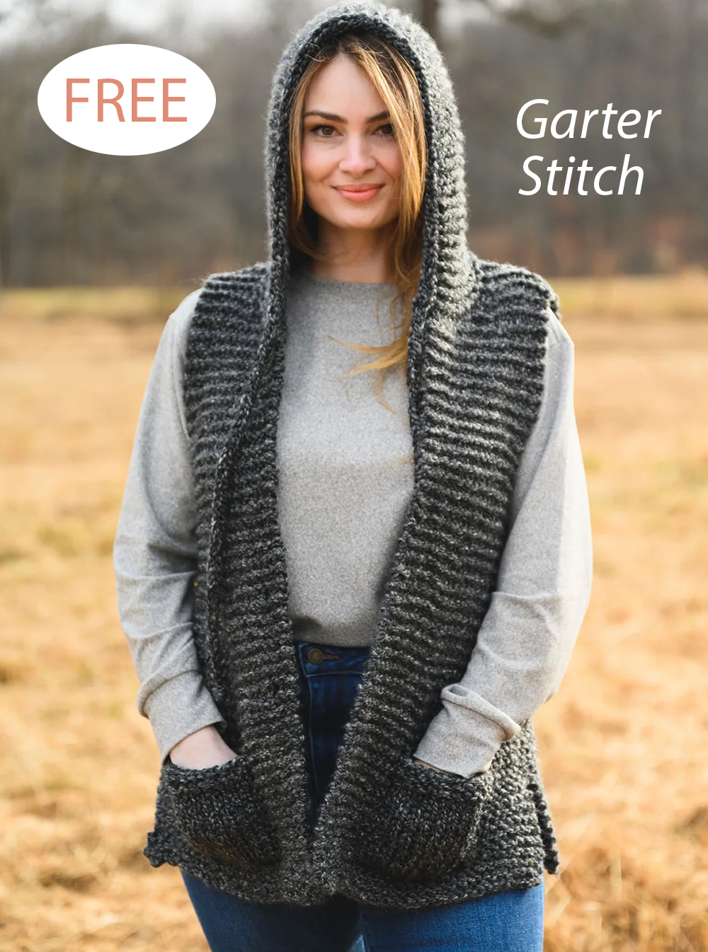 Free Knitting Pattern Garter Stitch Hooded Vest