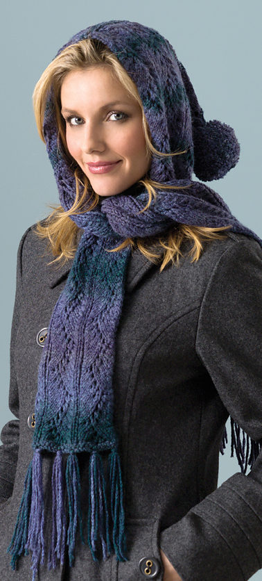 Free Knitting Pattern for Hooded Lace Scarf