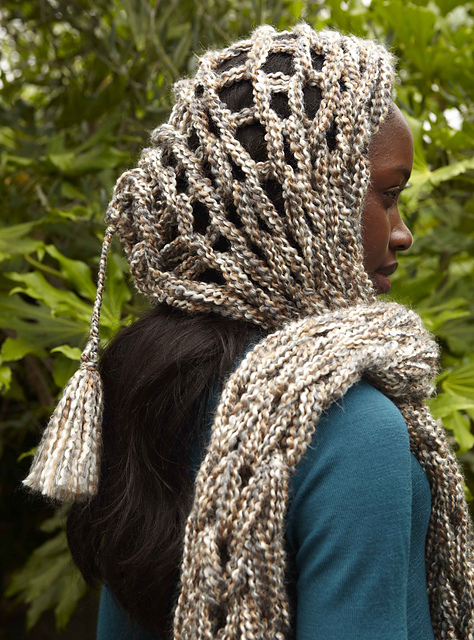Knitting Pattern for Arm Knit Hooded Scarf