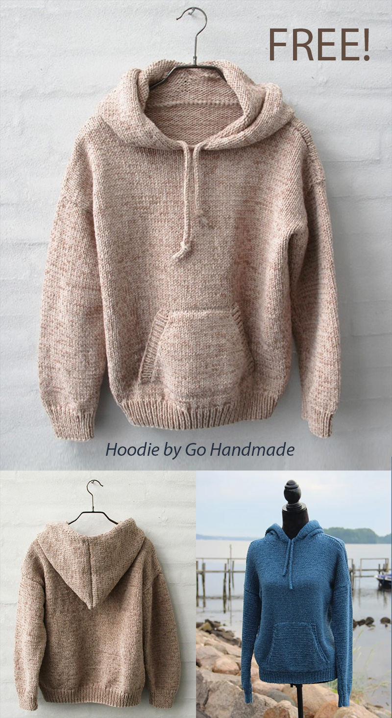 Free Hoodie Knitting Pattern Sweater with Kangaroo Pocket
