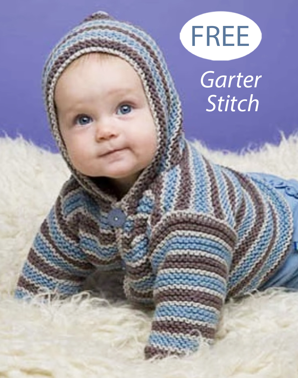 Free Knitting Striped Baby Hoodie