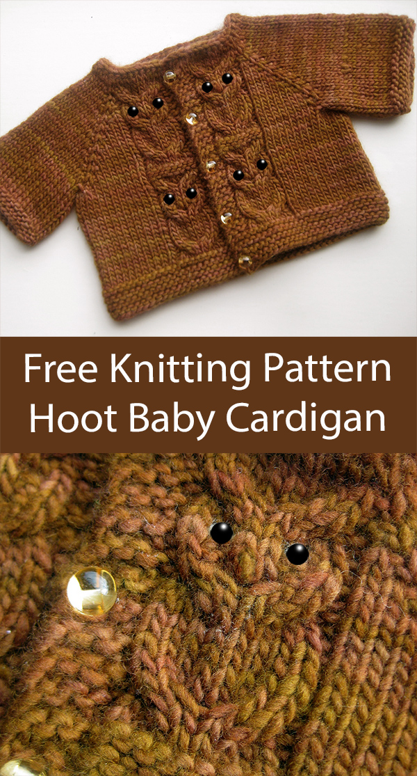 Free Baby Sweater Knitting Pattern Hoot Cardigan Owl Cable