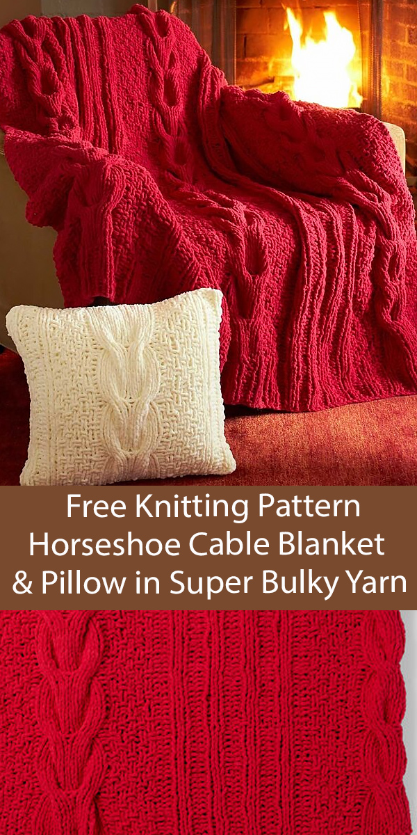 Free Blanket Knitting Pattern Horseshoe Cable Blanket and Pillow