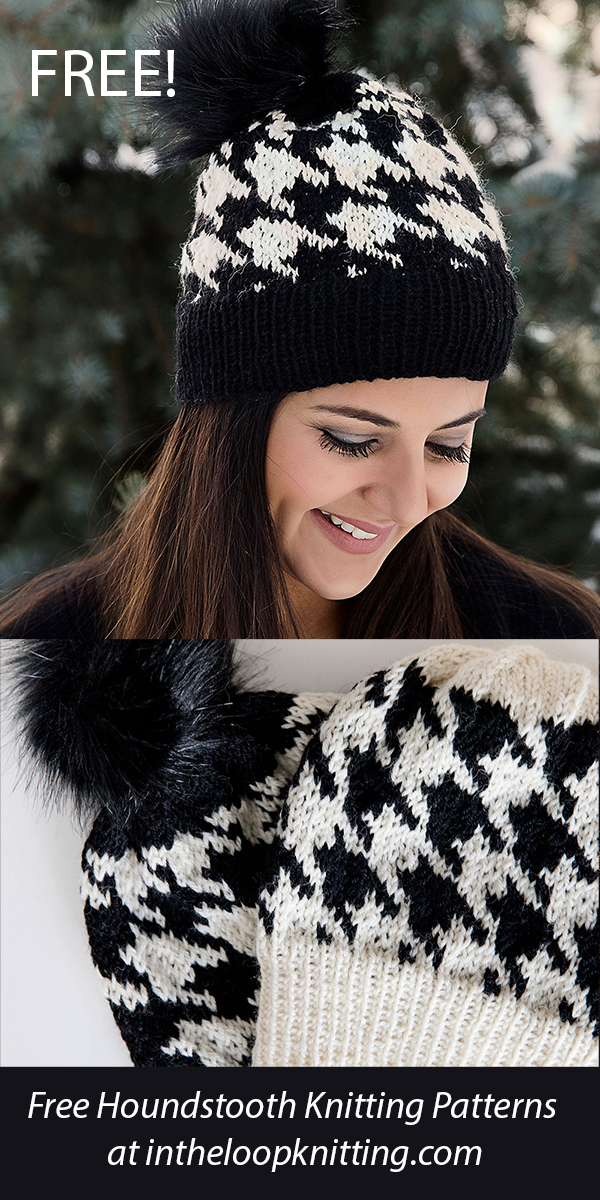 Free Hat Knitting Pattern Houndstooth Beanie