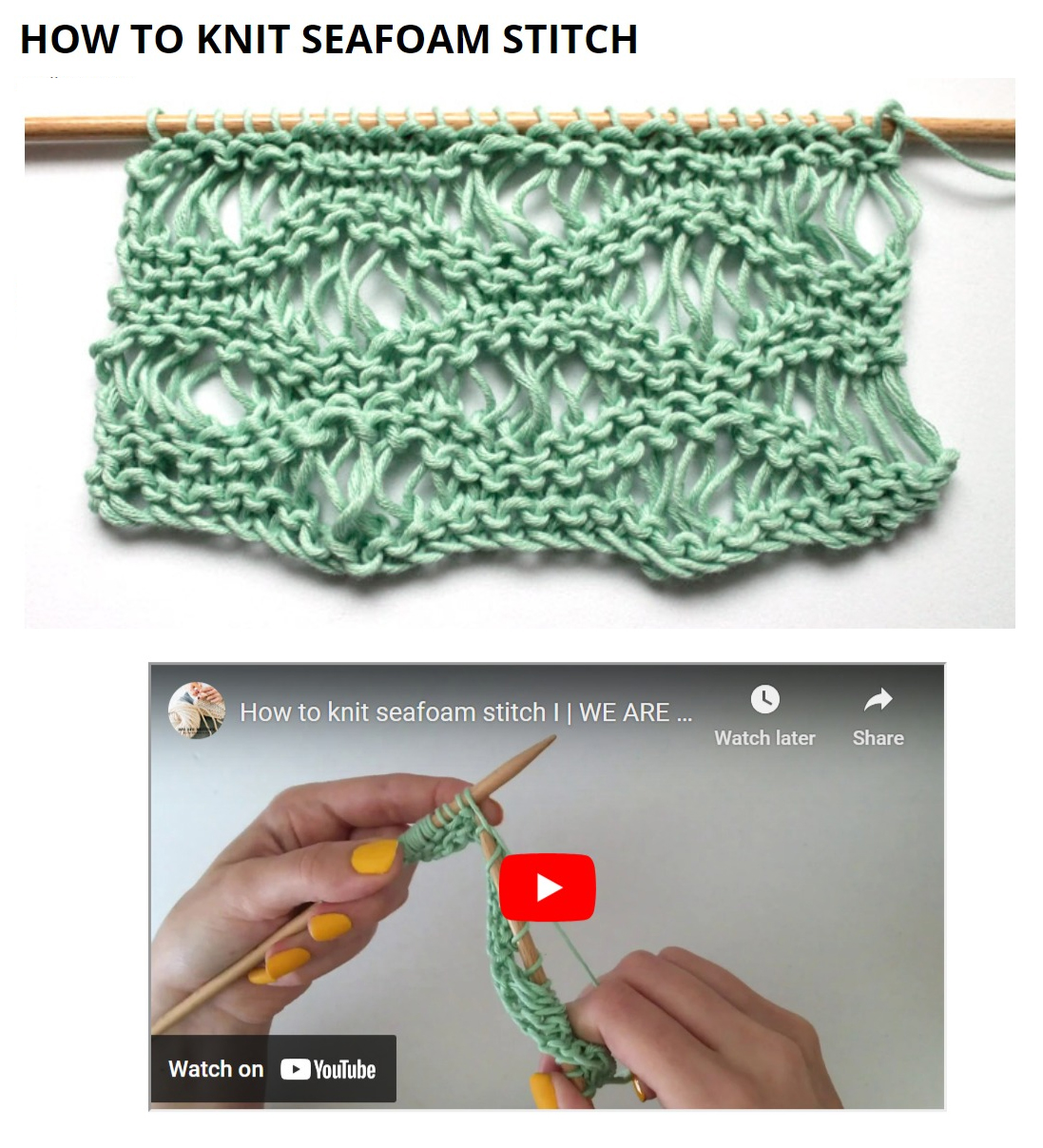 How To Knit Seafoam Stitch