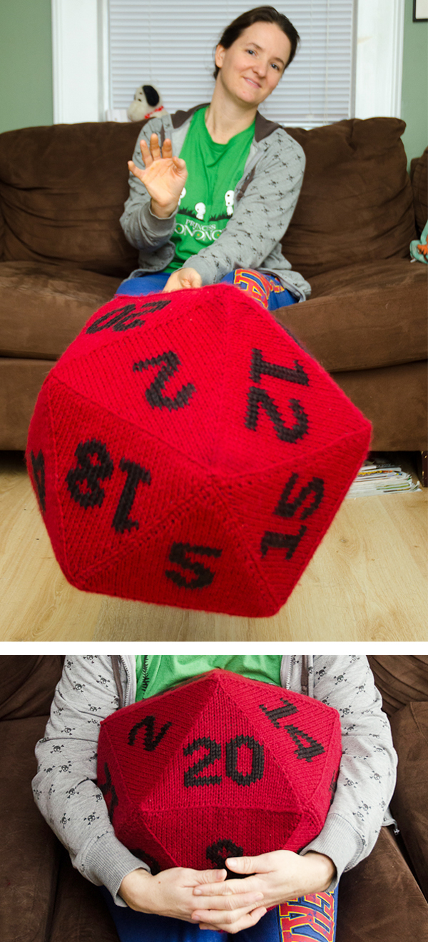 Free knitting pattern for Huge D20