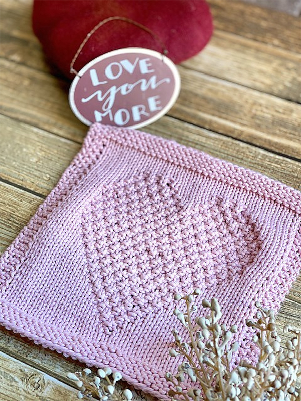 Free until February 29, 2020 Knitting Pattern for I Heart You Dishcloth