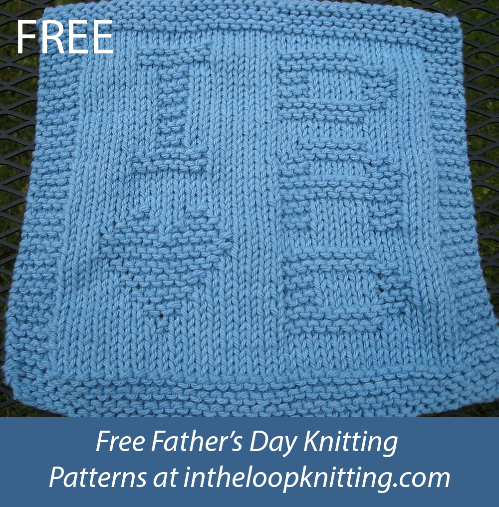 Free I Love Dad Wash Cloth Knitting Pattern 