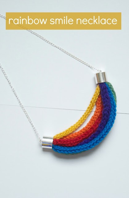 Rainbow Smile Necklace Knitting Pattern | Necklace Knitting Patterns at http://intheloopknitting.com/necklace-knitting-patterns/
