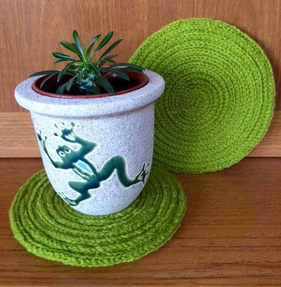 Knitting Pattern for I-Cord Coaster or Placemat