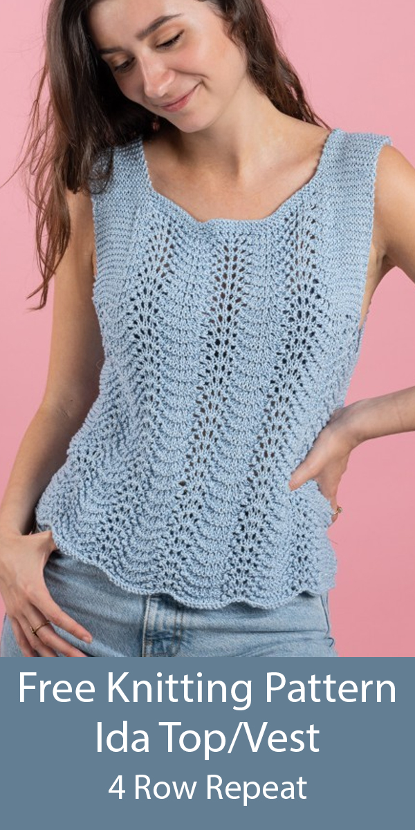 Ida Vest Top Free Knitting Pattern 4 Row Repeat