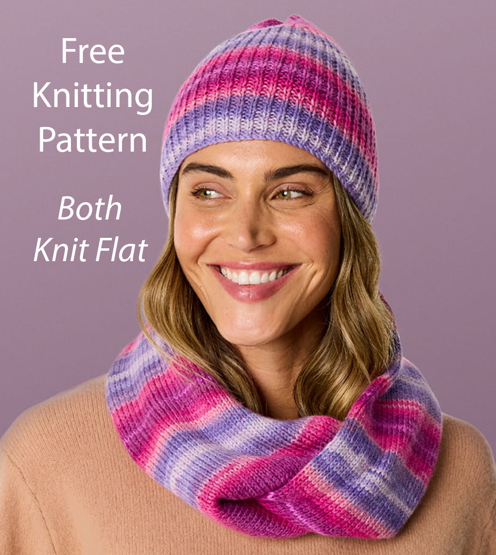 Free I’m Happy Beanie and Cowl Set Knitting Pattern 