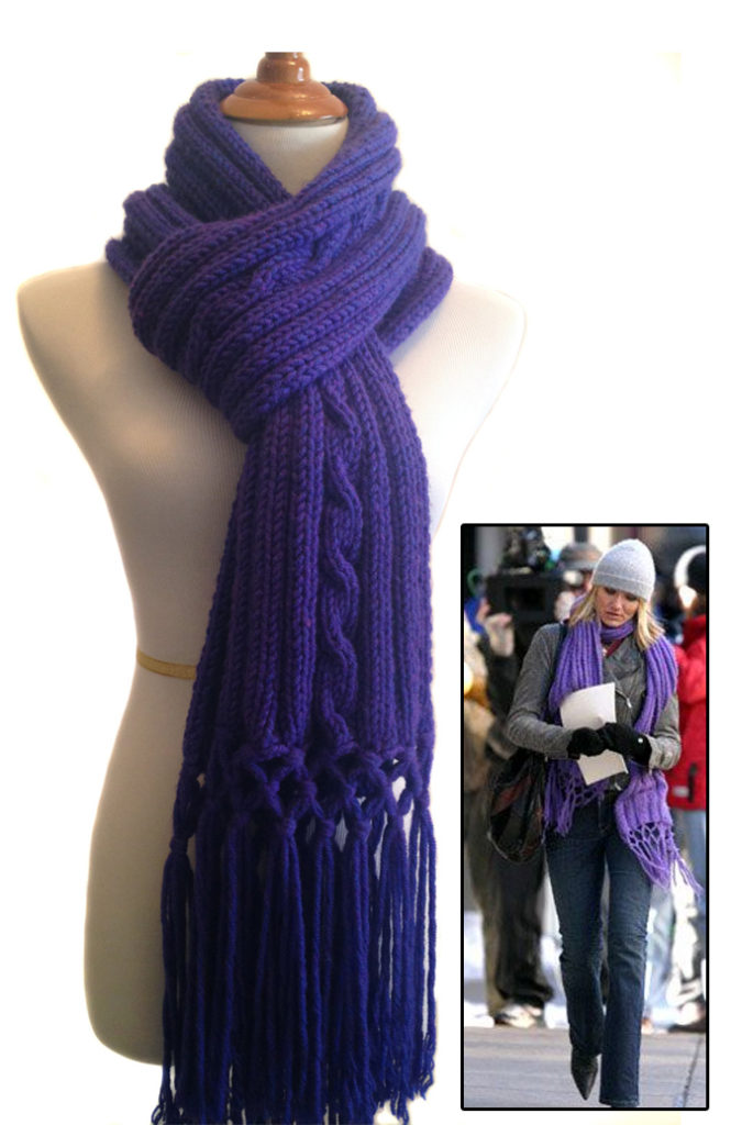 Knitting Pattern for In Her Shoes Chunky Cable Scarf