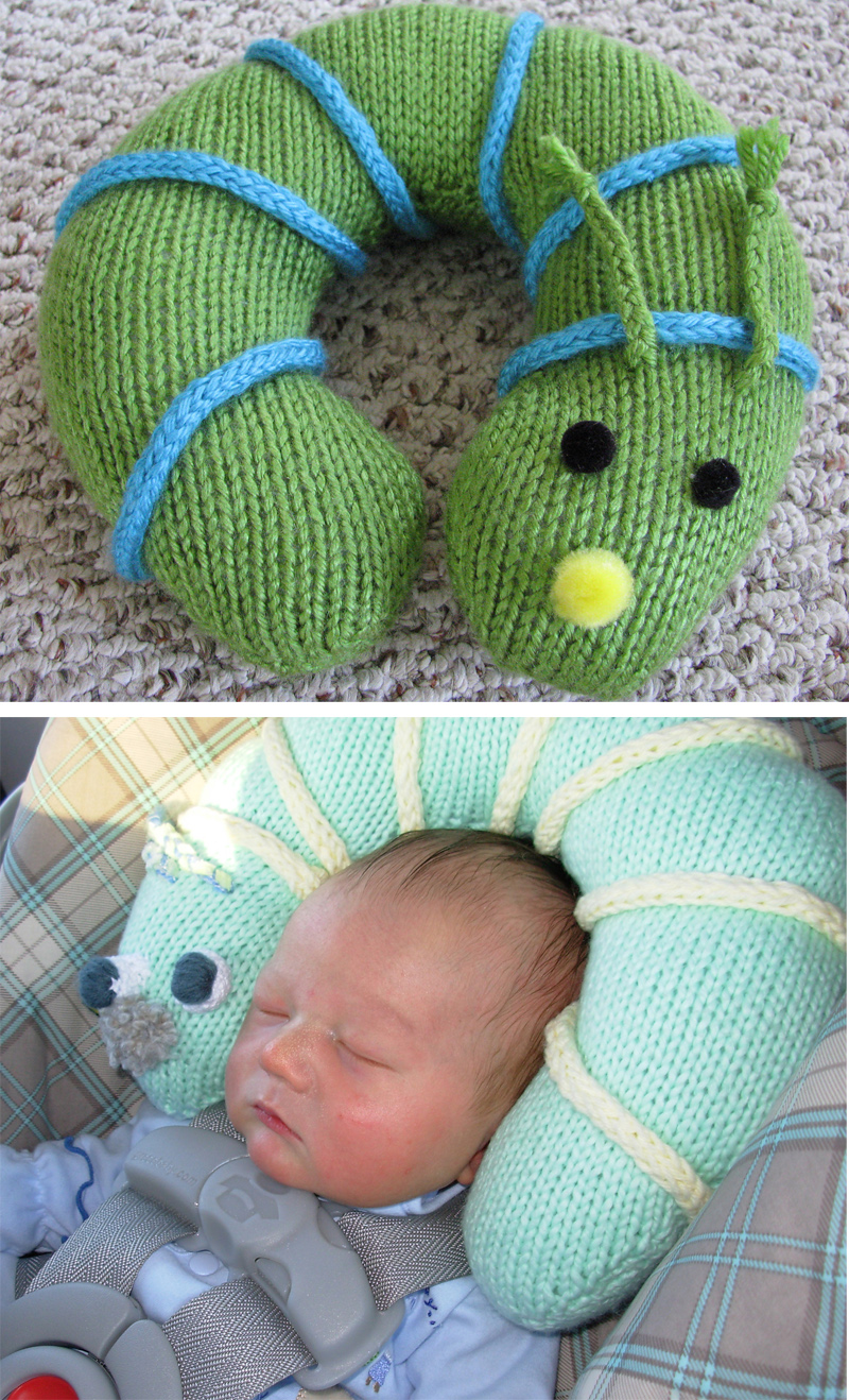 Free Knitting Pattern for Baby's Buddy Inchworm Pillow