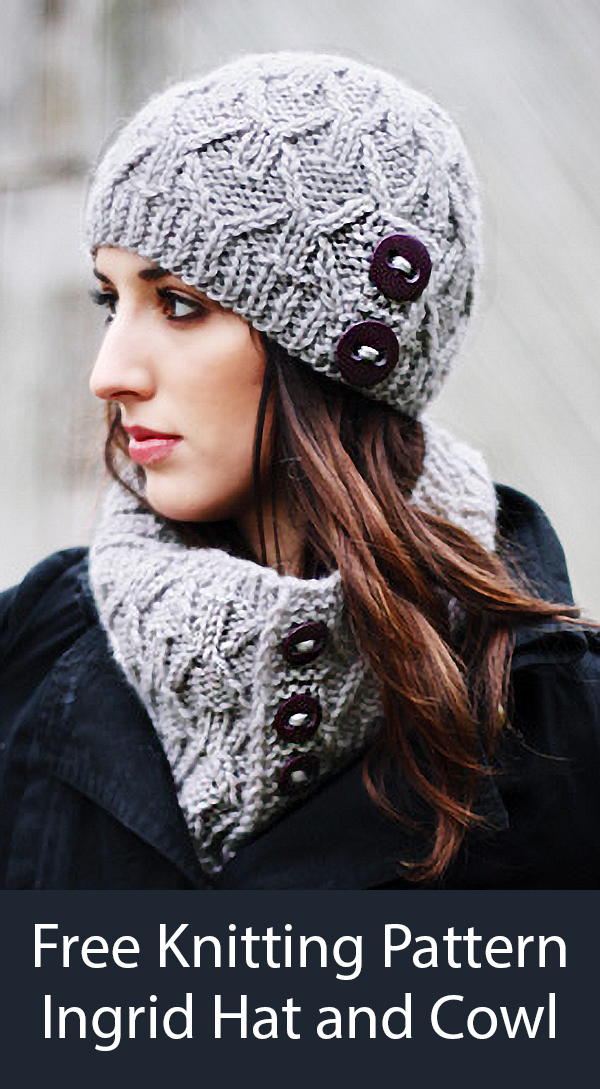 Free Knitting Pattern for Ingrid Hat and Cowl