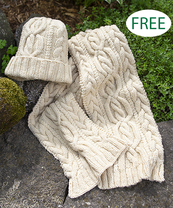 Free Inis Mor Scarf and Hat Knitting Pattern