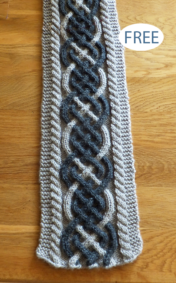 Free Intarsia Cabled Scarf Knitting Pattern