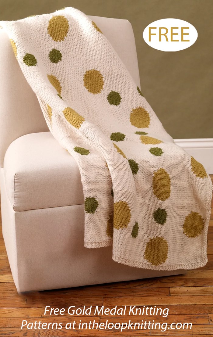 Free Intarsia Polka Dot Baby Blanket Knitting Pattern